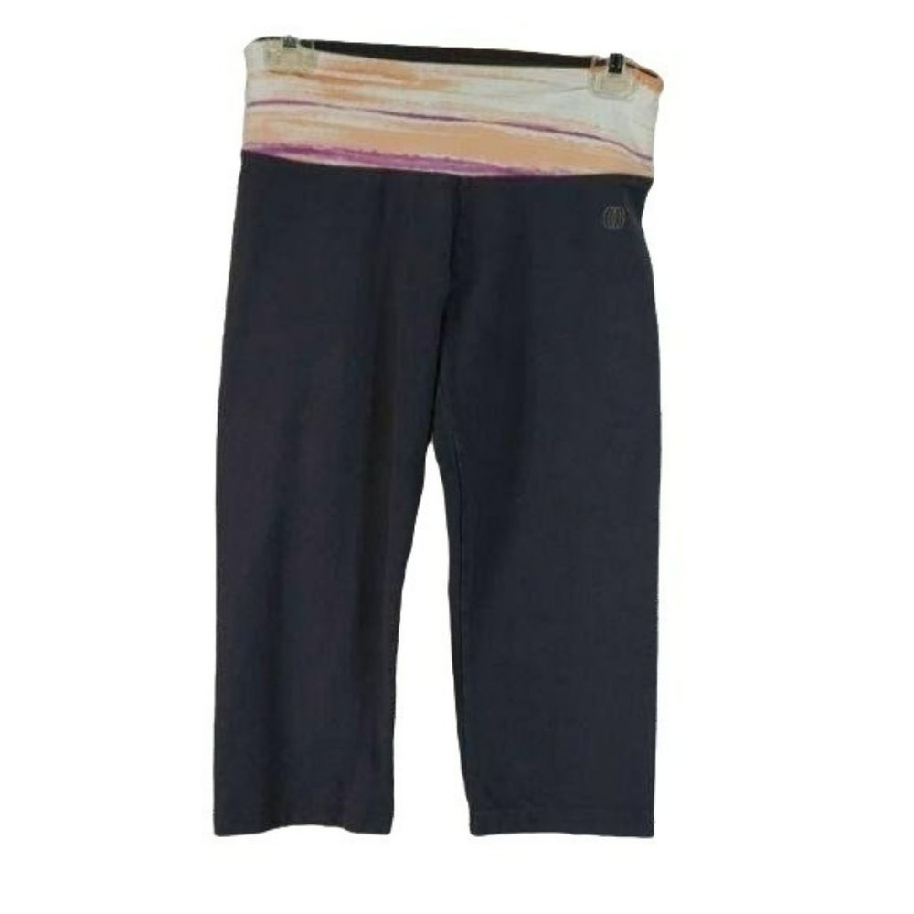The Balance Collection Women's Black Orange Cropped Athletic Pants Capris Medium